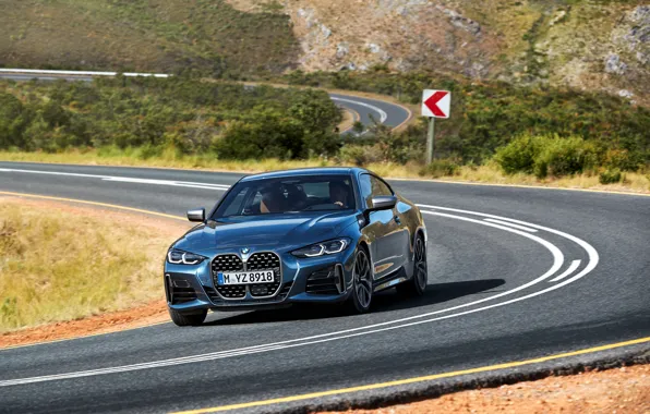 Дорога, машина, BMW, знаки, водитель, номера, coupe, купэ