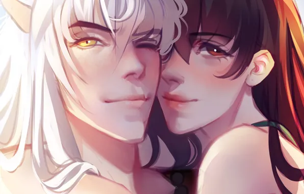 Девушка, пара, парень, Inuyasha, Инуяша, Кагоме