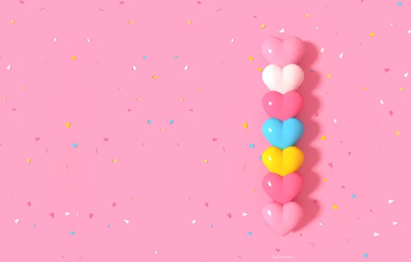 Рендеринг, текстура, арт, сердечки, детская, конфетка, heart shaped candy, караменька