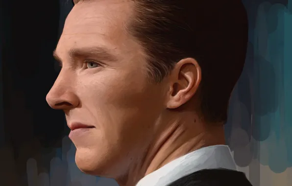 Лицо, рисунок, портрет, арт, актер, профиль, Бенедикт Камбербэтч, Benedict Cumberbatch