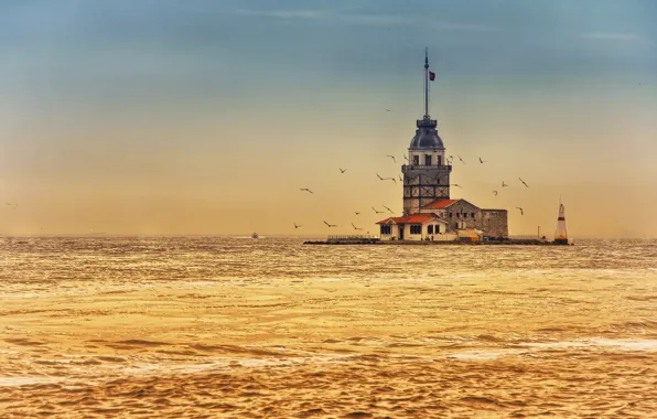 Картинка Турция, Девичья башня, Босфорский пролив, Maiden's Tower