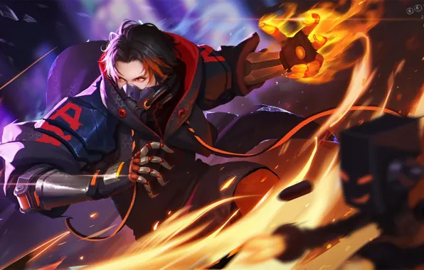 Маска, парень, киборг, One Piece, фан арт, Portgas D. Ace