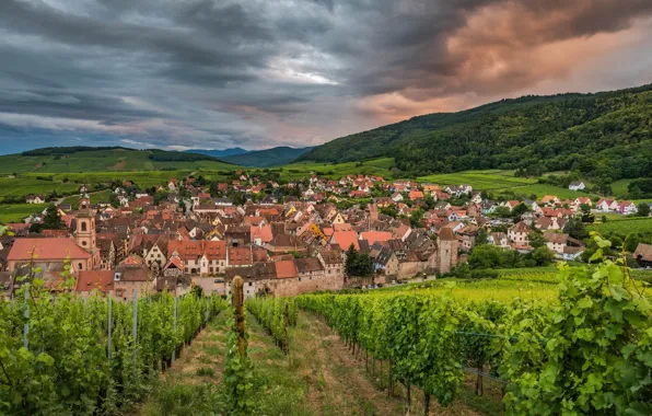 Природа, город, панорама, Riquewihr