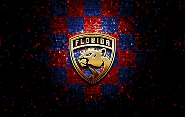 Wallpaper, sport, logo, NHL, hockey, glitter, checkered, Florida Panthers