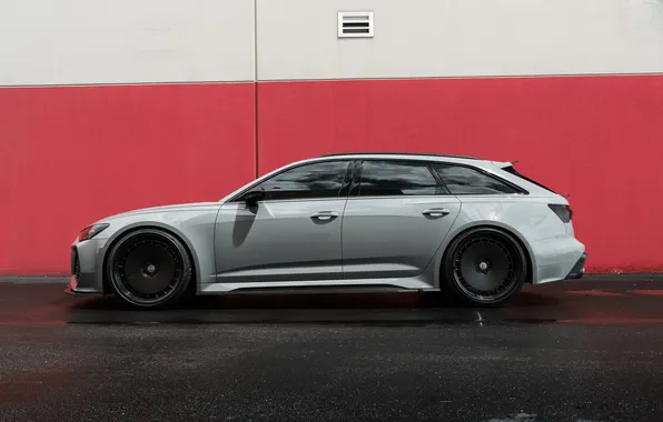 Audi, Grey, Side, RS6, Audi RS6, HRE, RS6 C8, Black Whels