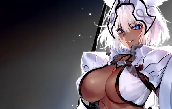 Girl, sexy, cleavage, blouse, boobs, animal ears, anime, beautiful