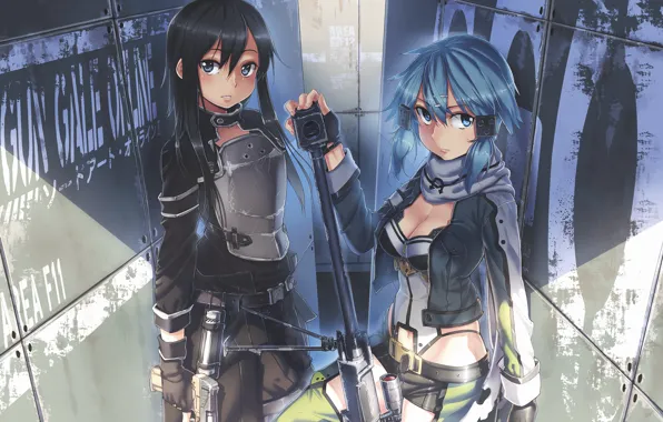 Пистолет, оружие, винтовка, Sword Art Online, Kirito, Kirigaya Kazuto, Gun Gale Online, Shinon