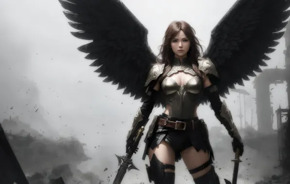 Battlefield, girl, armor, art, painting, digital art, fantasy art, valkyrie