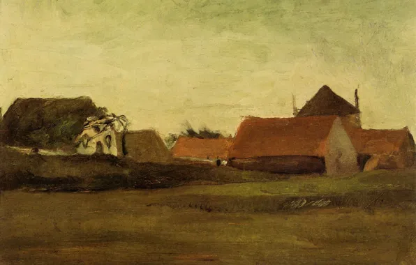 Винсент ван Гог, Farmhouses, The Hague at Twilight, in Loosduinen near