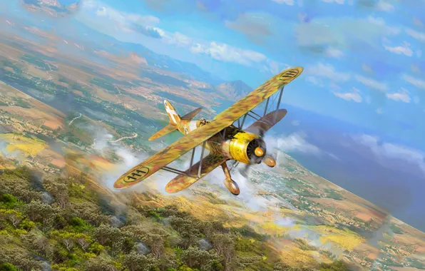 Истребитель, Италия, биплан, Иван Хивренко, Fiat CR.42 Falco WWII Italian Fighter
