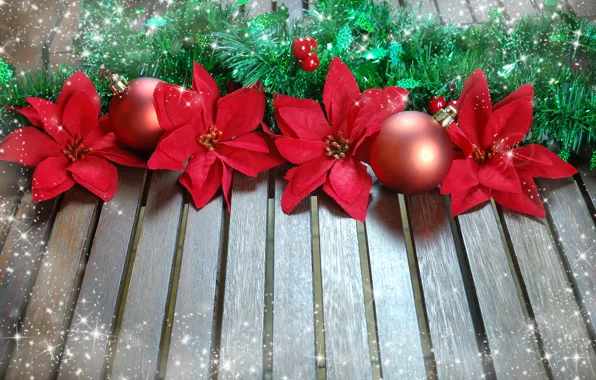 Украшения, цветы, Новый Год, Рождество, Christmas, decoration, Merry