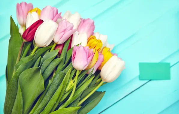 Картинка цветы, букет, весна, colorful, тюльпаны, fresh, pink, flowers