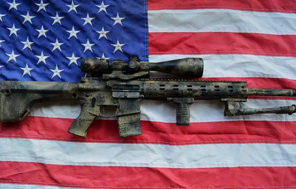 Картинка оружие, флаг, AR15, штурмовая винтовка, SPR