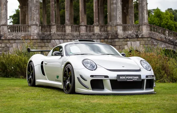 Картинка Porsche, Grass, Front, White, CTR 3, RUF