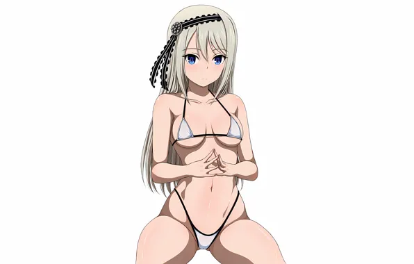Girl, sexy, cleavage, long hair, boobs, anime, blue eyes, beautiful