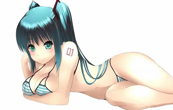 Girl, sexy, Hatsune Miku, cleavage, Vocaloid, long hair, boobs, anime