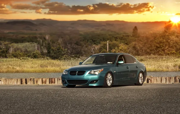 Green, bmw, tuning, e60, stance, 528i
