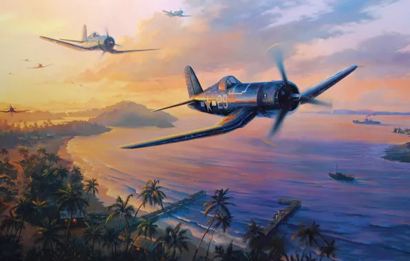 Картинка aircraft, war, art, airplane, painting, aviation, drawing, ww2