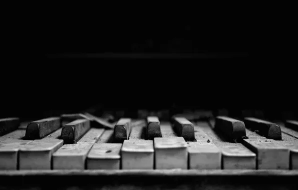Piano, piano keys, Old Broken Piano Keys