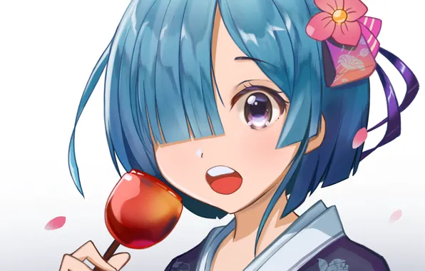Обои Фон, Портрет, Девочка, Рем, Re Zero Kara Hajimeru Isekai.
