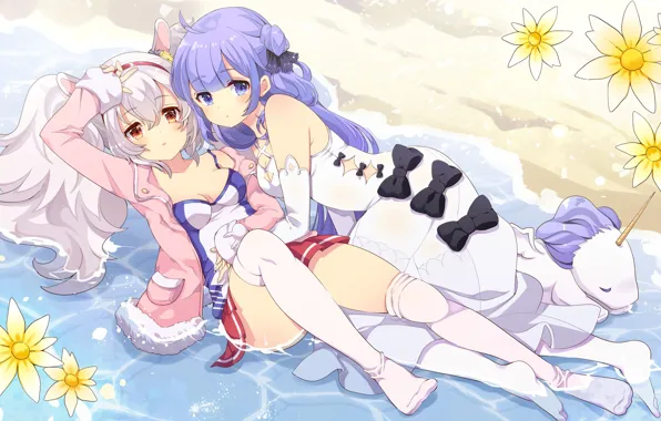Девушки, аниме, арт, единорог, Azur Lane