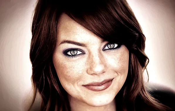 Лицо, улыбка, макияж, актриса, веснушки, красивая, Emma Stone, красивые глаза