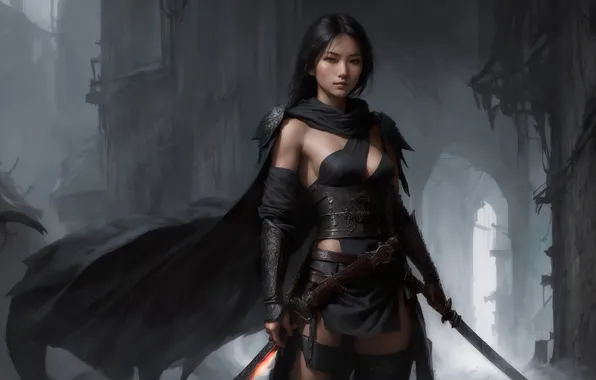 Girl, fantasy, art, painting, fantasy art, cape, fantasy girl, Stable Diffusion