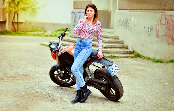 Картинка Girl, Model, KTM, Bike, Fashion, Portrait, Motorbike, Bulgaria