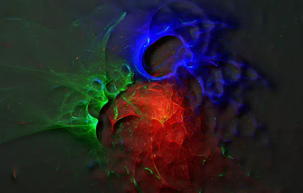 Картинка green, colorful, abstract, red, blue, digital art, Fractal