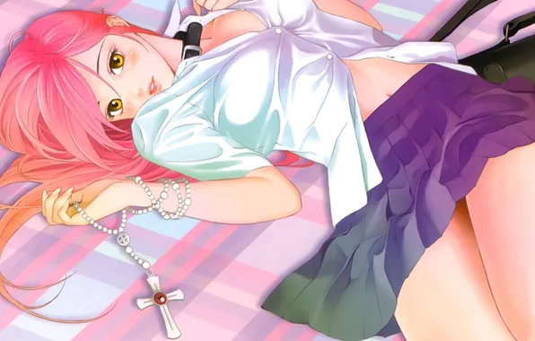 Девушка, крестик, rosario vampire, vampire, Moka Akashiya