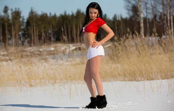 Long hair, Katie, nature, snow, model, outside, gorgeous, photoshoot