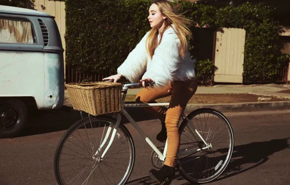 Дорога, велосипед, корзина, Sabrina Carpenter, Сабрина Карпентер, Sarah Barlow, EVOLution