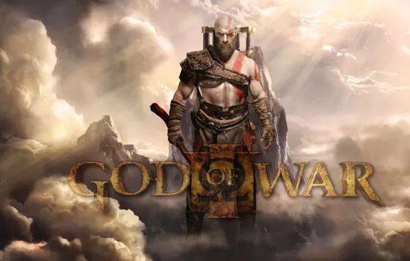 Kratos, viking, Forte, Machado, arma, poderoso, homem, Deus