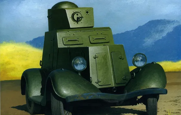 Рисунок, арт, шасси, бронеавтомобиль, лёгкий, использовался, 1936, автомобиля