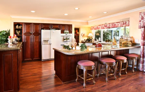 Мебель, холодильник, кухня, особняк, Design, шкафы, Interior, Kitchen