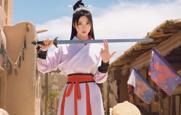 Картинка women, sword, model, Nian Nian, Asian, cosplay