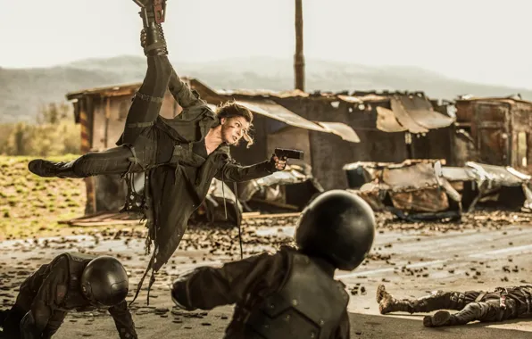 Cinema, girl, zombie, gun, blood, pistol, weapon, woman