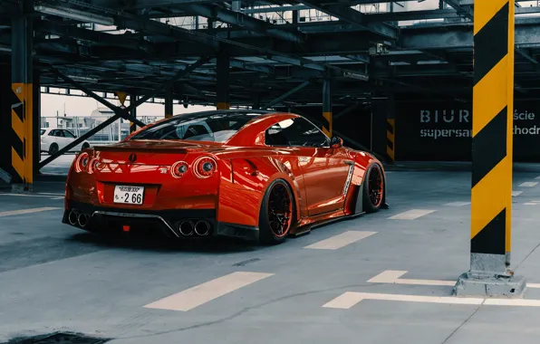 Красный, Авто, Машина, Тюнинг, Red, Car, Nissan GT-R, Transport & Vehicles