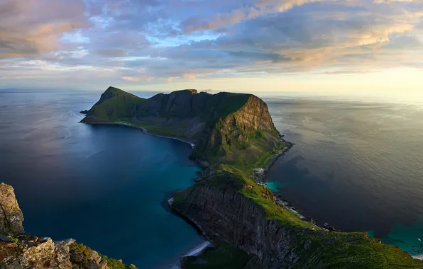 Облака, Горизонт, Острова, Норвегия, Islands, Horizon, Побережье, Coast