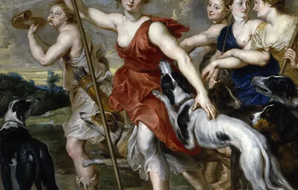 Картина, Питер Пауль Рубенс, мифология, Pieter Paul Rubens, Диана-Охотница