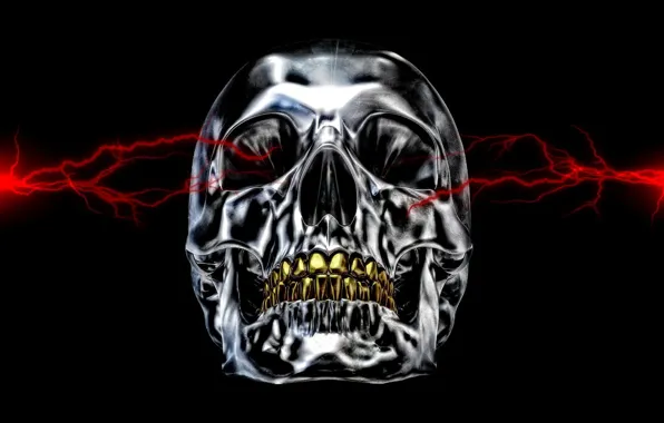 Metal, skull, red, hardcore, heavy metal, chrome