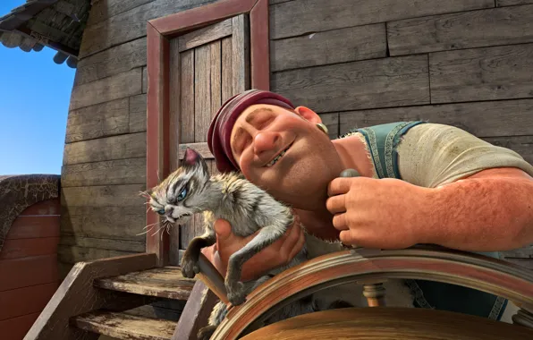 Cinema, animation, sea, ocean, pirate, neko, wood, cat