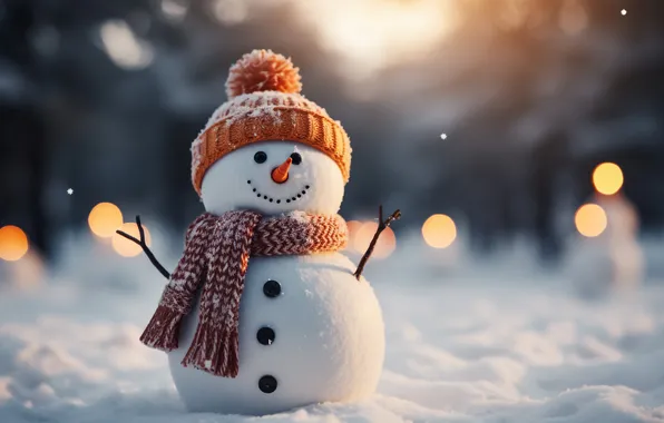Зима, снег, Рождество, Новый год, снеговик, Christmas, winter, snow