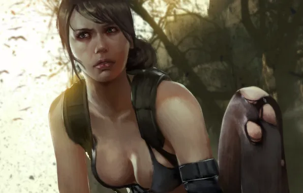 Грудь, девушка, модель, арт, снайпер, quiet, Metal Gear Solid V: The Phantom Pain, Stefanie Joosten