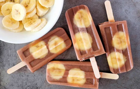 Картинка шоколад, мороженое, бананы, десерт