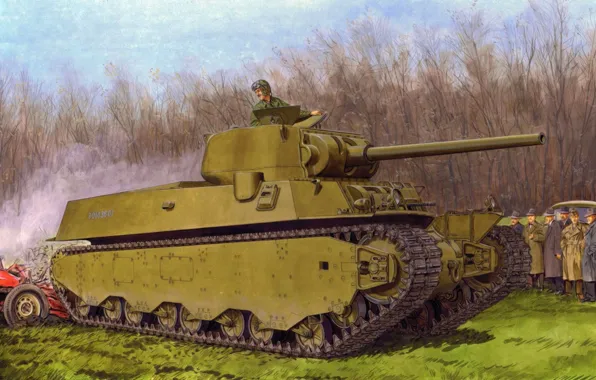 Картинка war, art, painting, tank, M6 heavy tank