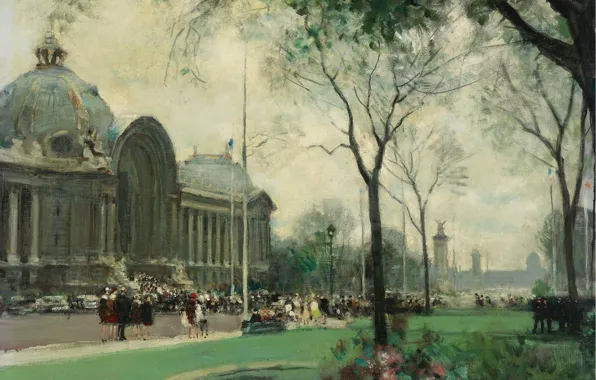 Картинка картина, городской пейзаж, Малый Дворец. Париж, Жюль Рене Эрве, Jules Rene Herve
