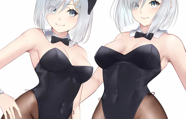 Girl, sexy, cleavage, boobs, anime, blue eyes, beautiful, short hair