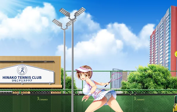 Tennis, tennis court, anime girl, hinako tennis club