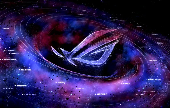 Galaxy, Logo, Digital art, Gaming, Technology, Supernova, Futuristic, ASUS ROG